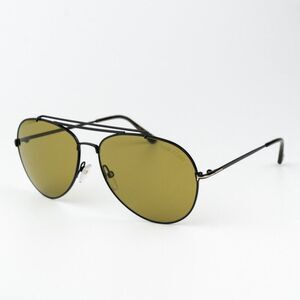 Tom Ford Men Sunglasses Shiny Black Green Aviator INDIANA FT0497 01N BRAND NEW